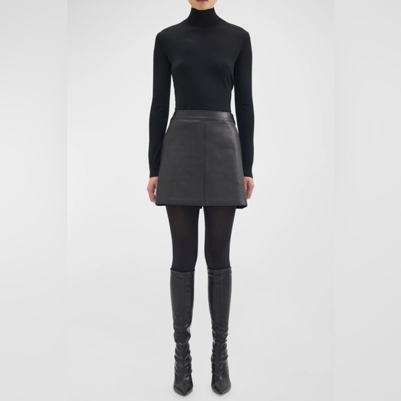 NWT Theory Leather Mini A-Line Skirt